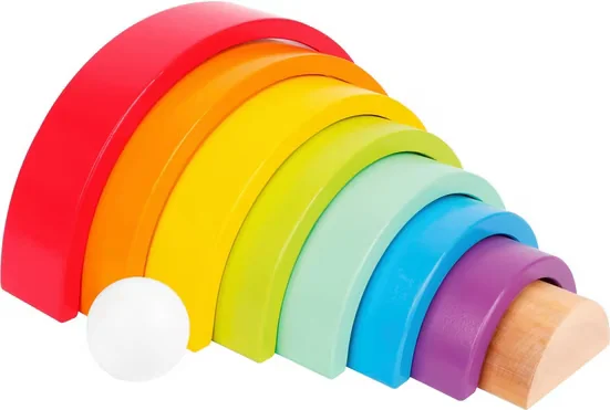 SMALL FOOT Großer Regenbogen Holzbausteine Stapelspielzeug