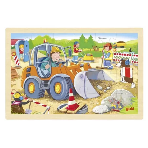 Goki Konturenpuzzle Einlegepuzzle Baustelle für Kinder