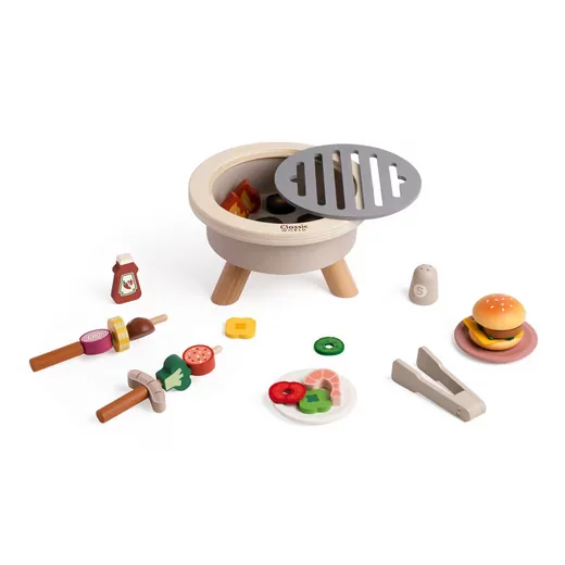 Classic World Spielküche Grill-Set Holz 21x21x12,5 cm ab 2 Jahren