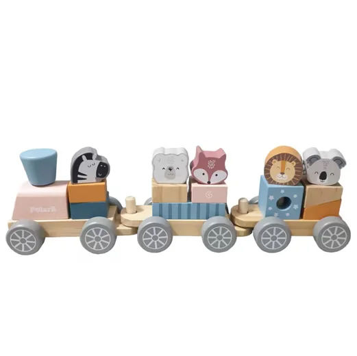 LITTLE LORIEN Holz-Eisenbahn Spielzeugzug Set 18-teilig aus Holz