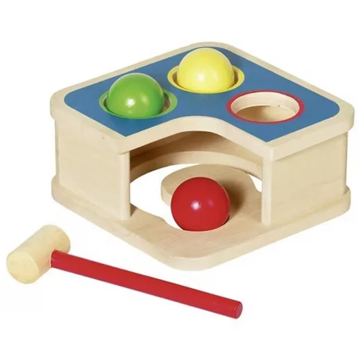 Goki Klopfbank Hammerbank mit Kugelbahn für Kinder