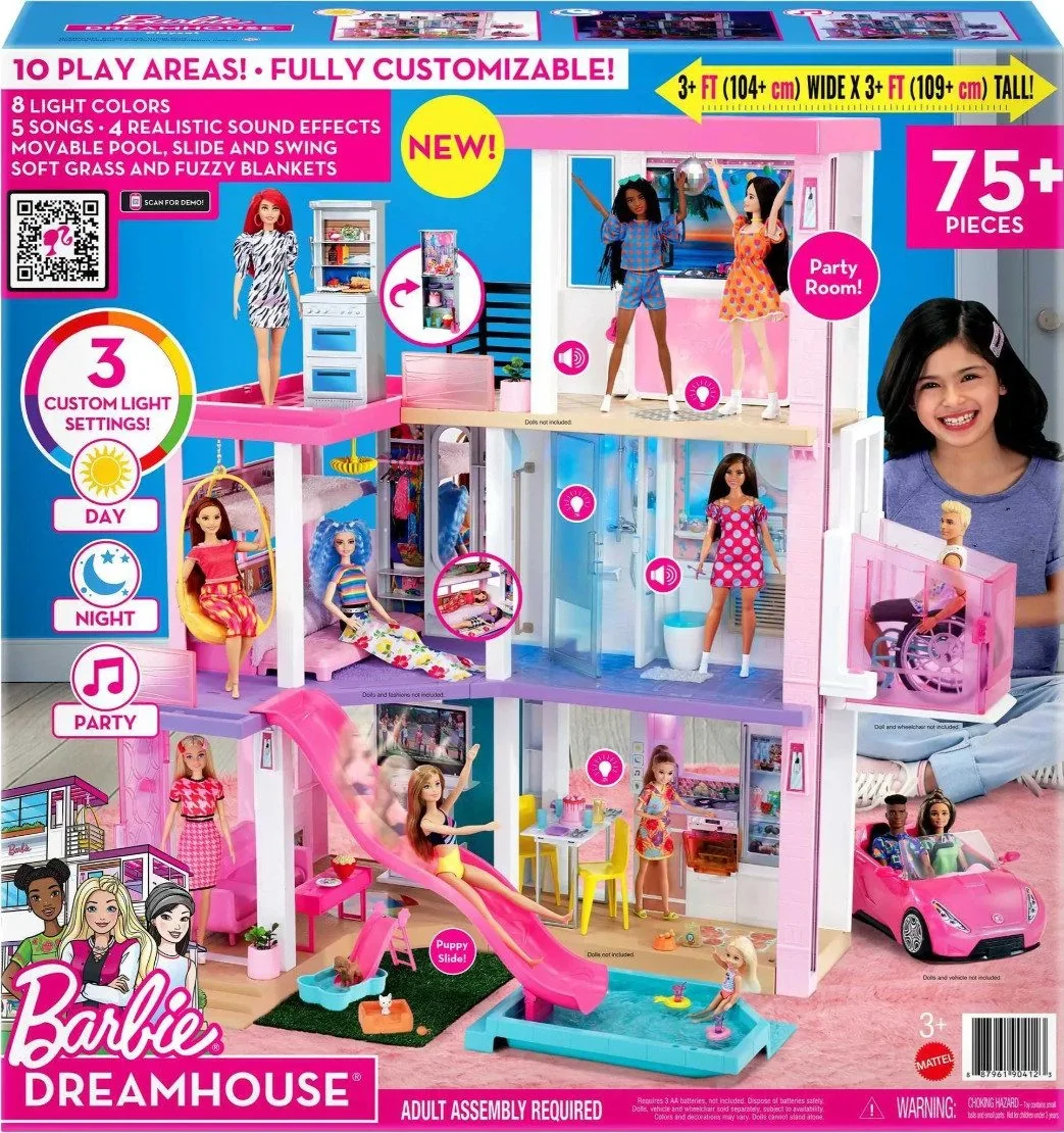 Barbie Traumhaus Puppenhaus 110 cm 3 Etagen 75 Zubehörteile