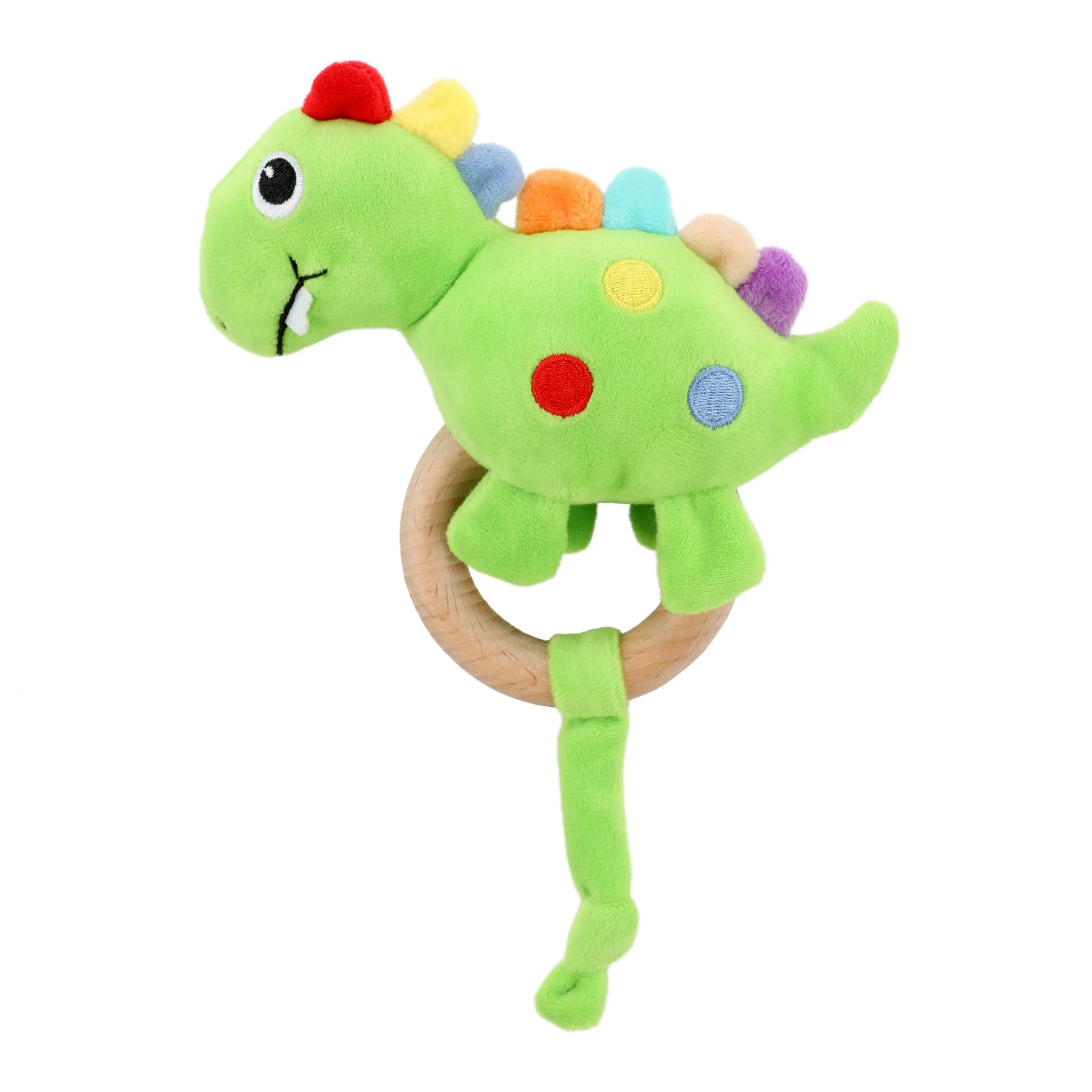 Toi-Toys LITTLE STARS Babyrassel Dino mit Holz Beißring Greifling