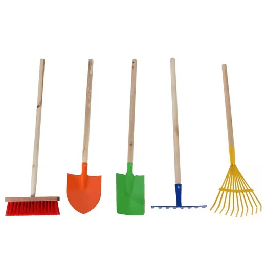 HOME4LIVING Kinder Gartenset 5-teilig Schaufel Besen Harke Rechen