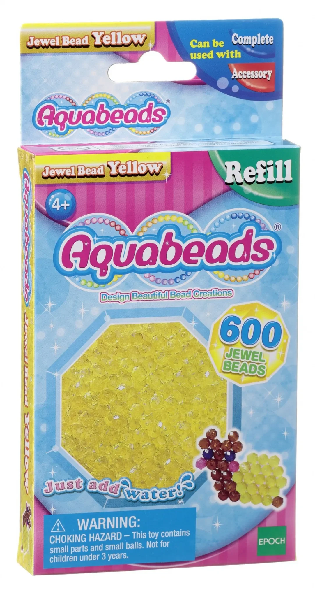 Aquabeads Gelbe Glitzerperlen – Nachfüllset mit 600 Ersatzperlen
