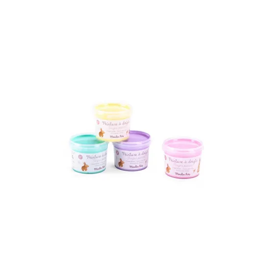 MOULIN ROTY Rosalies Kreativset Fingerfarben Pastell 4 Töpfchen Malset