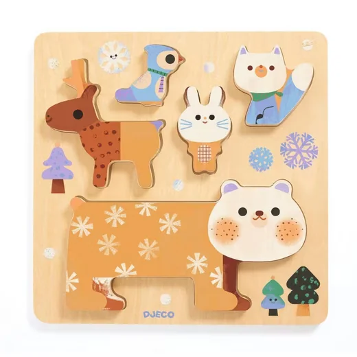 DJECO Rahmenpuzzle WoodyStack Holzpuzzle für Kinder