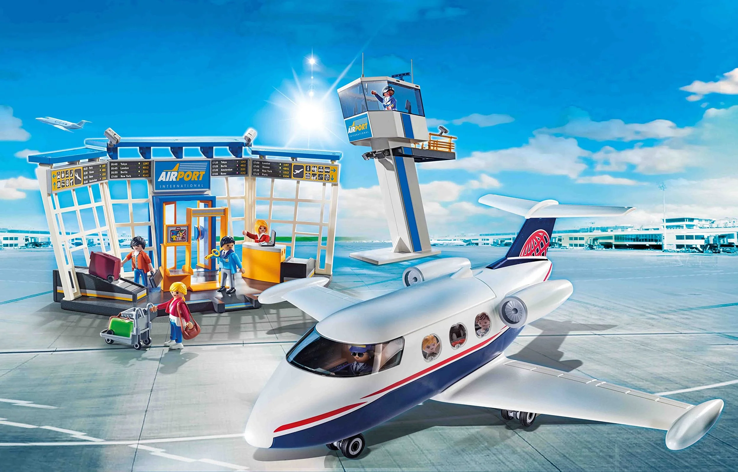 PLAYMOBIL City Action Flughafen mit Flugzeug und Tower Spielset