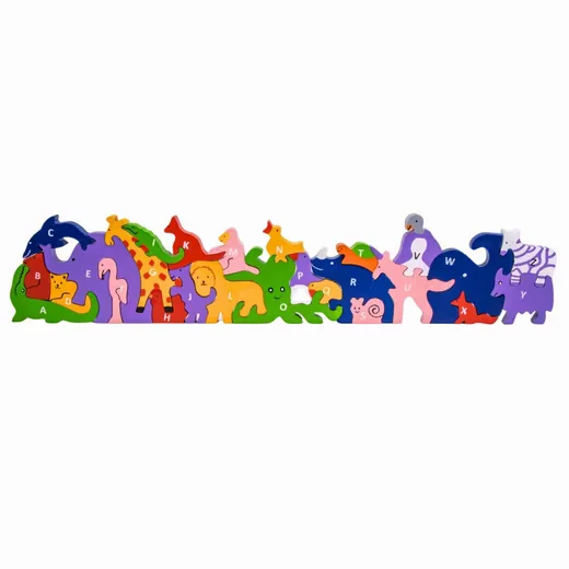 GICO Steckpuzzle Alphabet Holzpuzzle Tierparade mit Buchstaben A bis Z