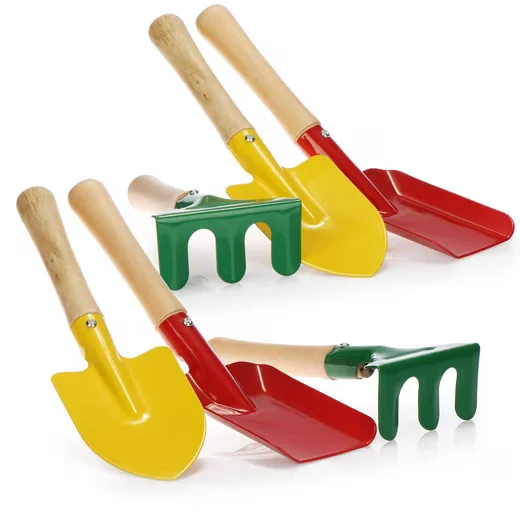 COM-Four Spielzeug Gartenset Mini Gartenwerkzeug Harke Schaufel Spaten