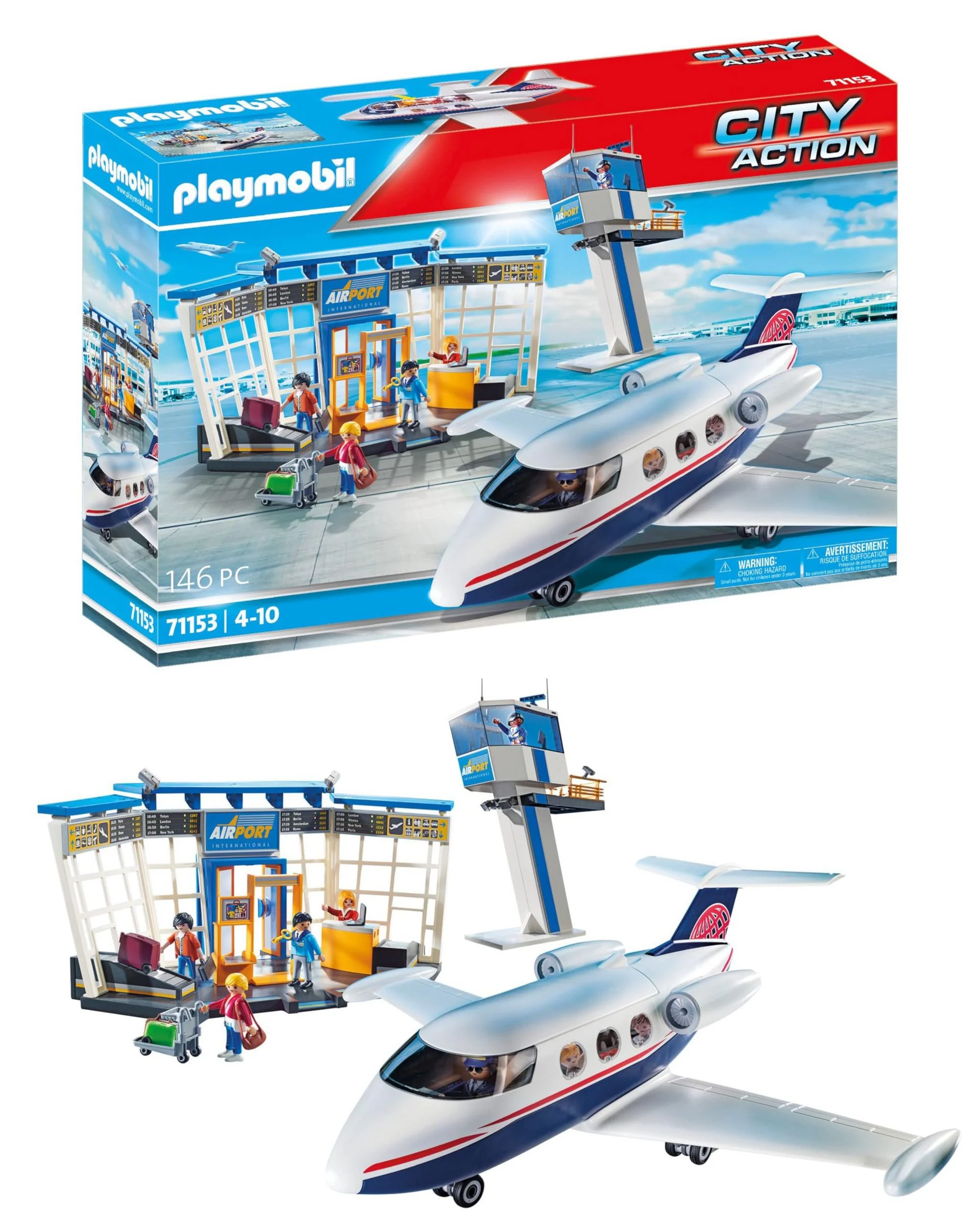 PLAYMOBIL City Action Flughafen mit Flugzeug und Tower Spielset