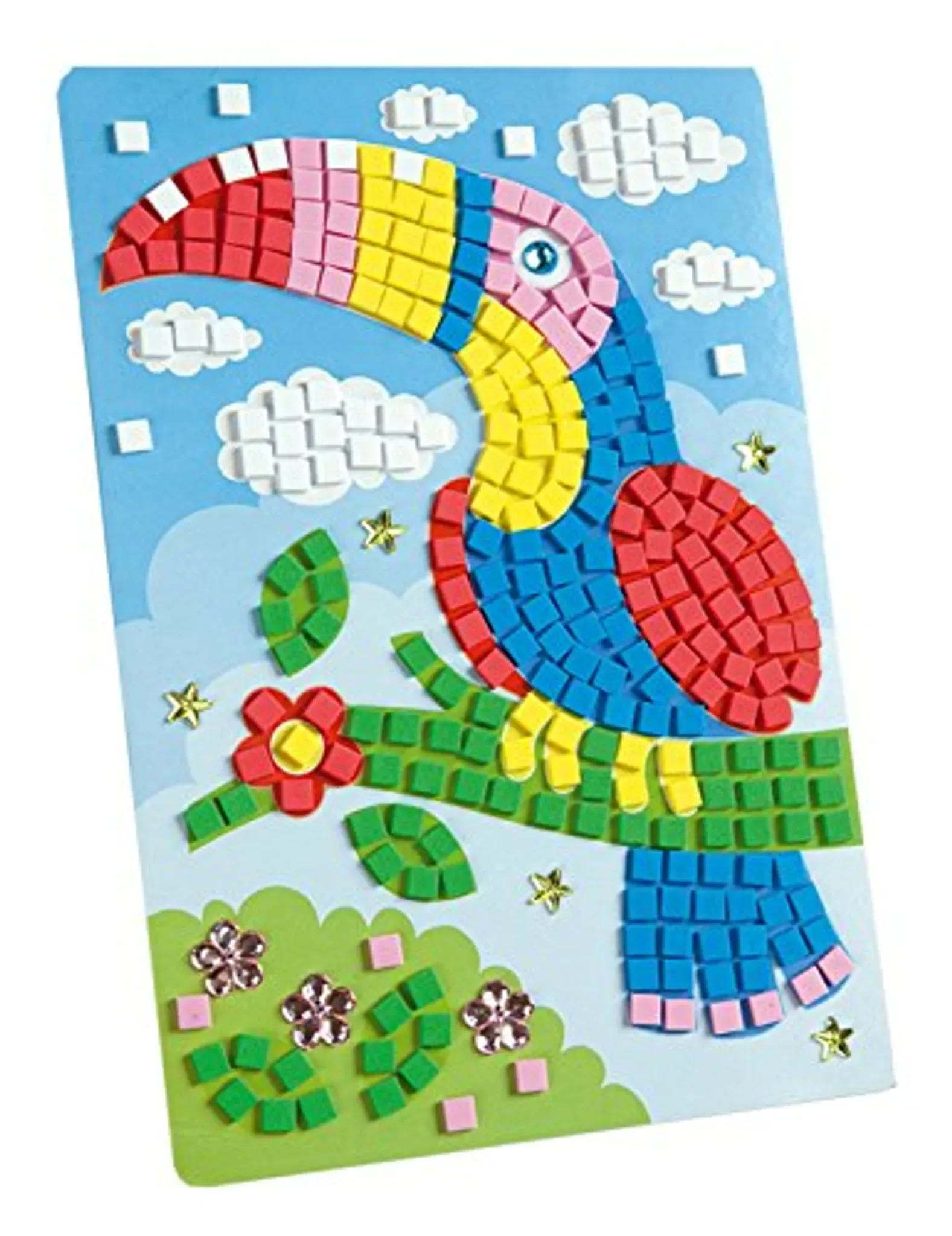 folia Moosgummi-Mosaik „Papagei“ – Bastelset mit 405 Teilen