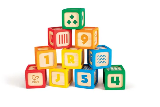 HAPE ABC Spielsteine Holzbausteine Alphabet Lernspielzeug