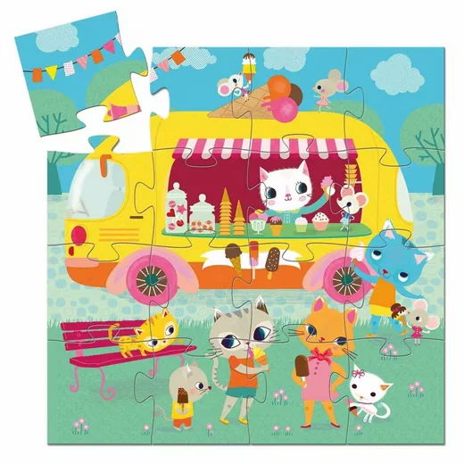 Djeco Puzzle Eiswagen Kinderpuzzle 16 Teile