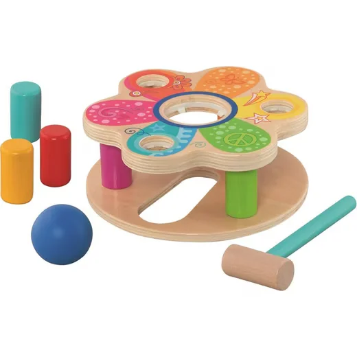 Goki Klopfbank aus Holz Hammerbank Steckspiel für Kinder ab 1 Jahr