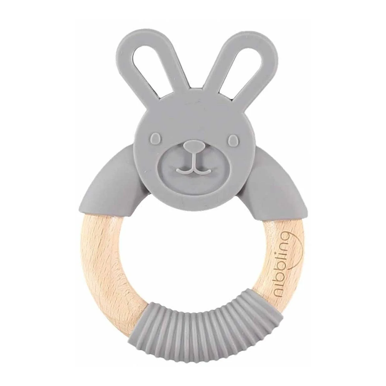 NIBBLING Greifling Beißring Holz und Silikon für Babys