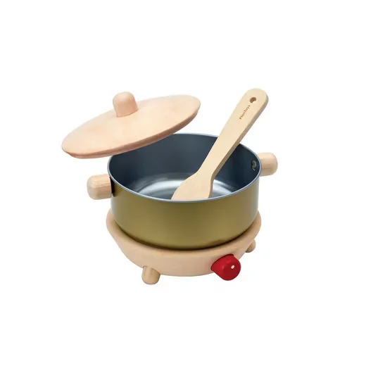 PLANTOYS Spielküche Kochtopf mit Kochplatte Spielset ab 2 Jahren