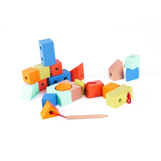 CLASSIC WORLD Fädelspiel Fädelkette 20 bunte Holzklötze ab 18M
