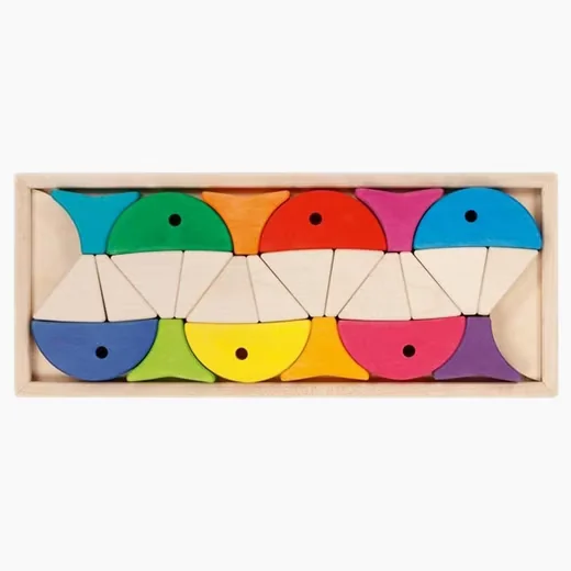 Goki Legespiel Bausteinkasten 6 bunte Fische Spielbausteine