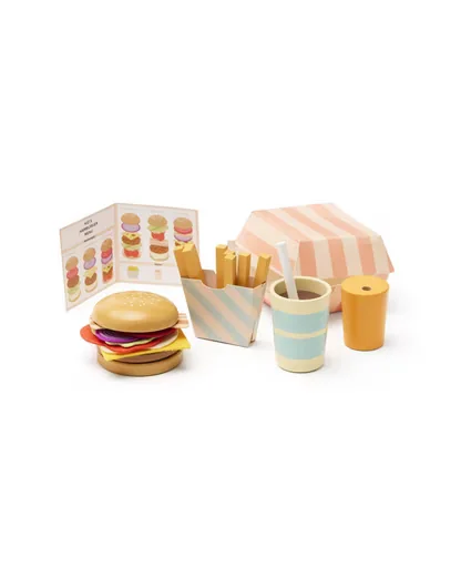 Kids Concept Hamburger-Spielset für Spielküche, ab 2 Jahren, 13x11x7 cm