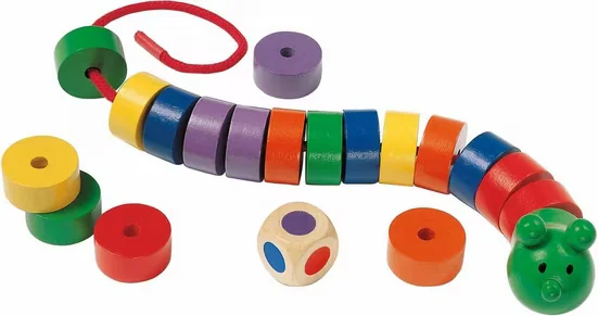 SELECTA Spiel Fädelraupe Fädelspiel für Kinder
