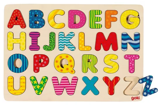 Goki Alphabet Steckpuzzle aus Holz Lernpuzzle Schule Vorschule